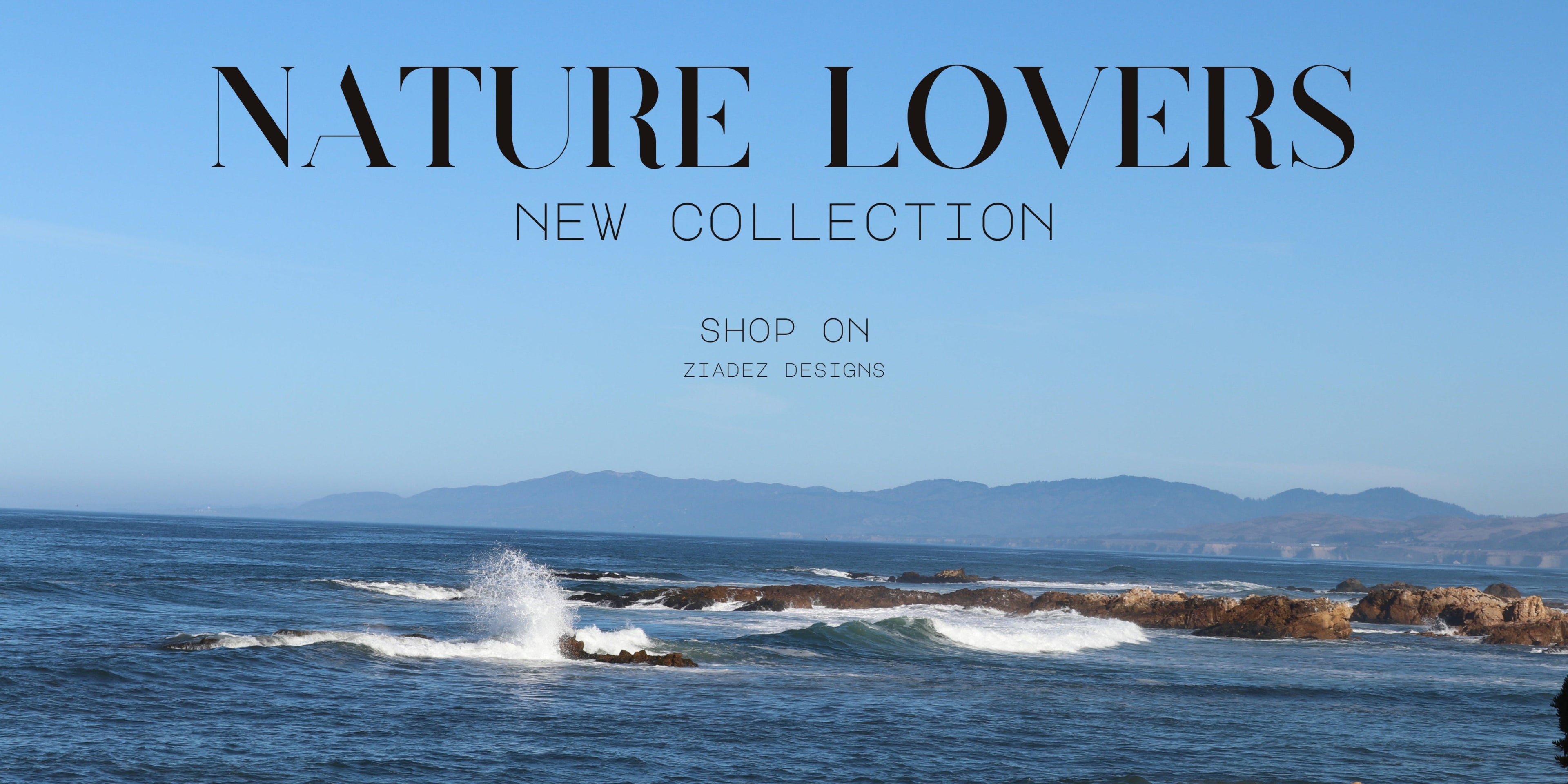 Ocean scene with mountains in the background and 'Nature Lovers' text overlay.